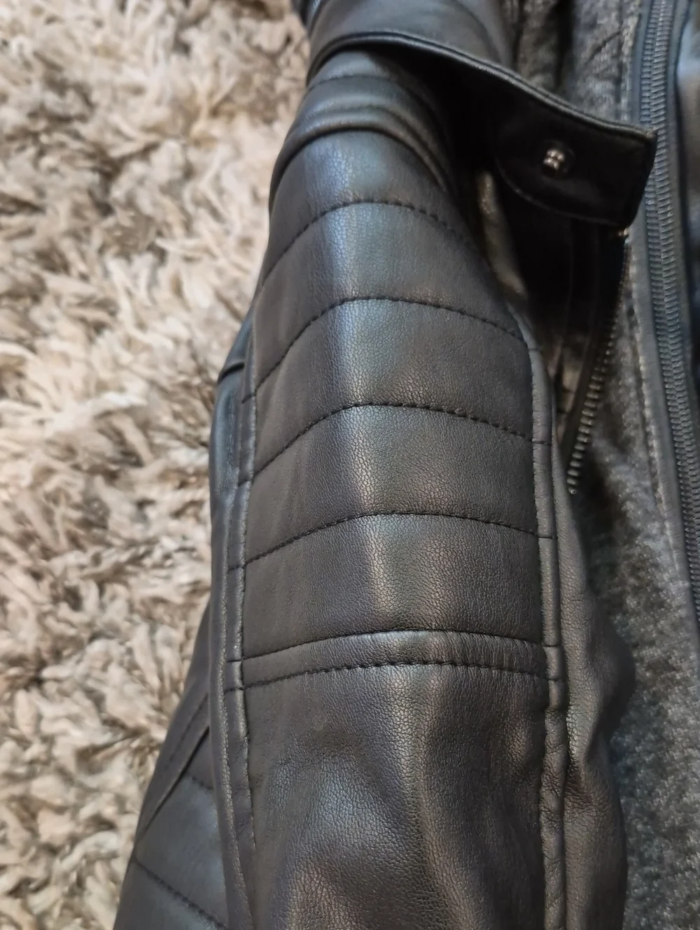 Guess Faux Leather Hooded Moto Jacket